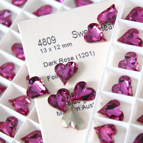 Swarovski 4809 crystal Sweet heart Fancy Stone 1201 Dark rose(13x12mm)