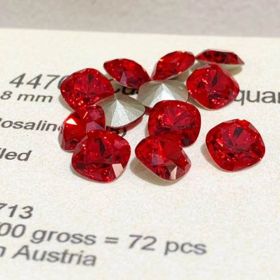Swarovski 4470 crystal Cushion Square 227 Light Siam(8mm)