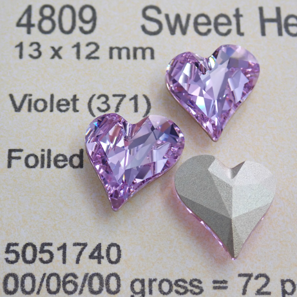 Swarovski 4809 crystal Sweet heart Fancy Stone 371 Violet(13x12mm)