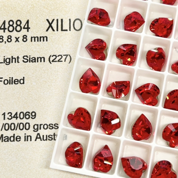 Swarovski 4884 Crystal XILION Heart Fancy Stone (8.8x8mm)