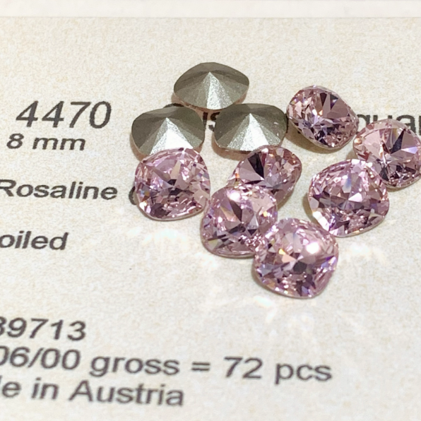 Swarovski 4470 crystal Cushion Square 508Rosaline(8mm)