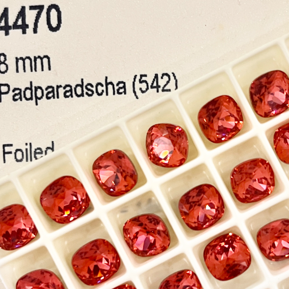 Swarovski 4470 crystal Cushion Square 542 Padparadscha(8mm)