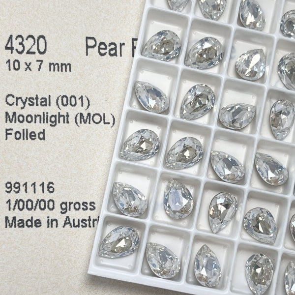 Swarovski 4320 Crystal Pear Fancy Stone Crystal Moonlight(10x7mm)