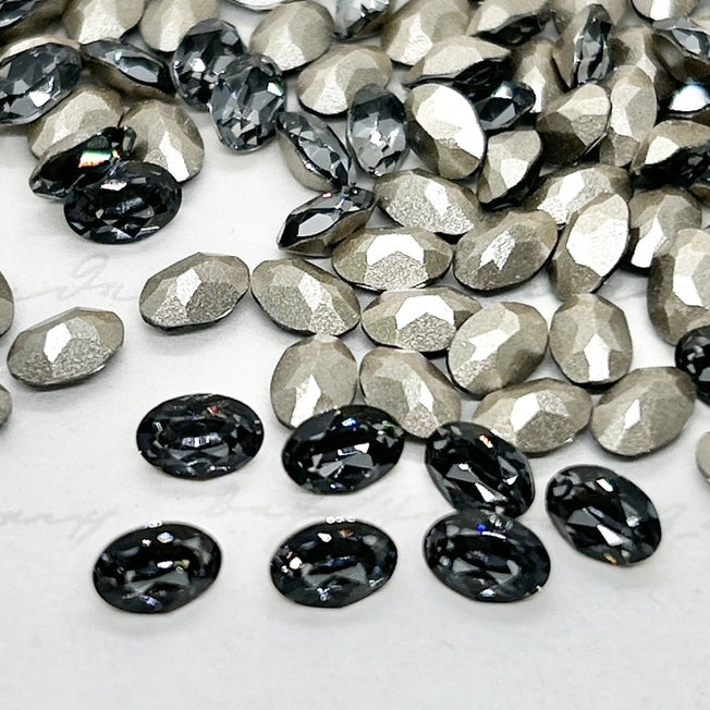 Swarovski 4120 crystal Oval Fancy Stone Silver Night (6x4mm)