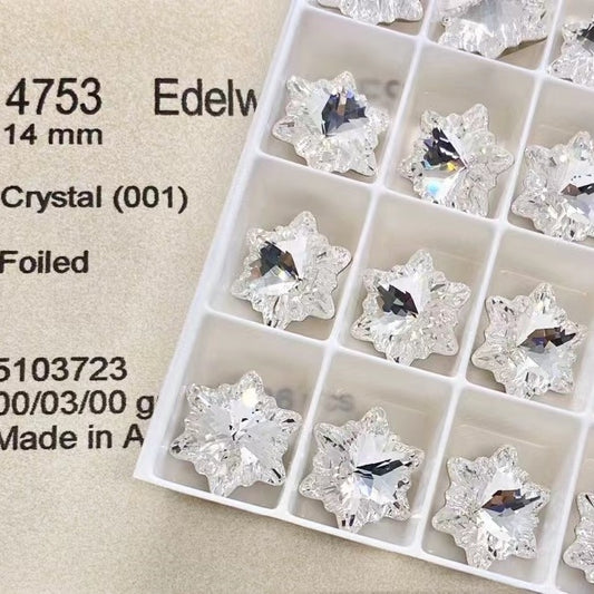 Swarovski 4753 crystal EdelweissFancy Stone 001white（14mm）