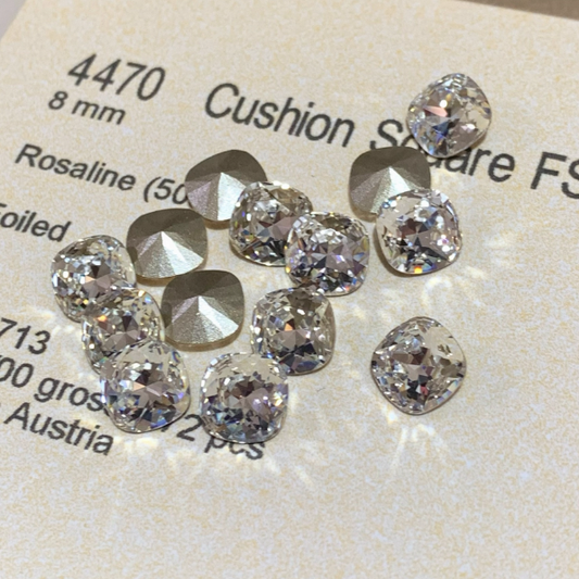 Swarovski 4470 crystal Cushion Square 001white（8mm）