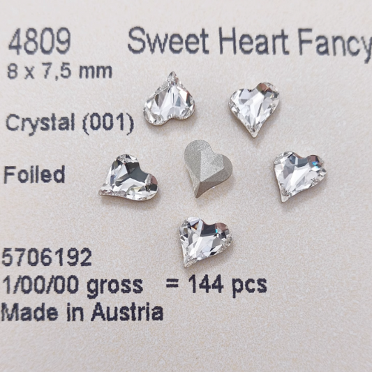 Swarovski 4809 crystal Sweet heart Fancy Stone 001white（8x7.5mm）