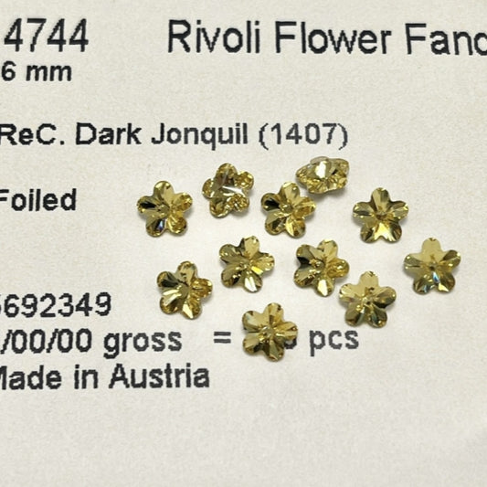 Swarovski 4744 crystal Flower Fancy Stone 1407 rec.dark jonquil（6mm）