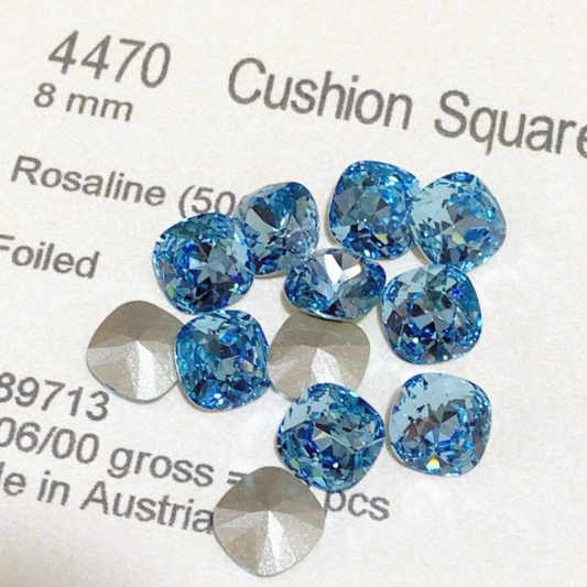 Swarovski 4470 crystal Cushion Square 202Aquamarine（8mm）