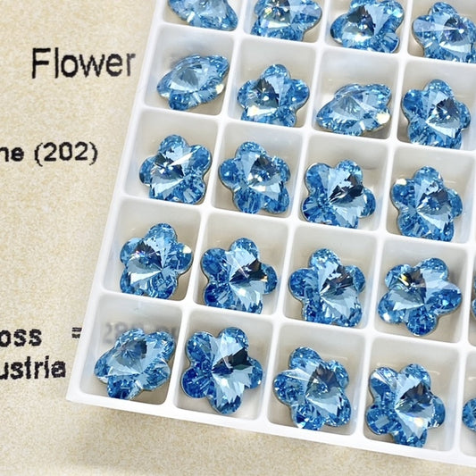 Swarovski 4744 crystal Flower Fancy Stone 202Aquamarine（10mm）