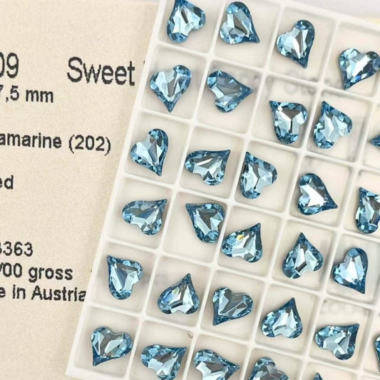 Swarovski 4809 crystal Sweet heart Fancy Stone 202Aquamarine（8x7.5mm）