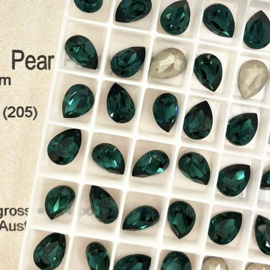 Swarovski 4320 Crystal  Pear Fancy Stone 205Emerald （10x7mm）