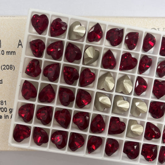 Swarovski 4831 Crystal Antique Heart Fancy Stone 208 Siam （11x10mm）