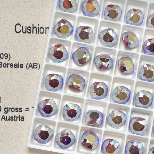 Swarovski 4470 crystal Cushion Square 209AB rose ab（8mm）