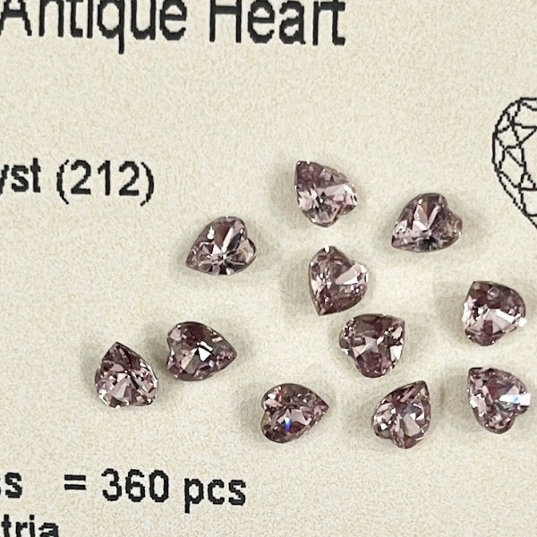 Swarovski 4831 Crystal Antique Heart Fancy Stone 212 Light Amethyst