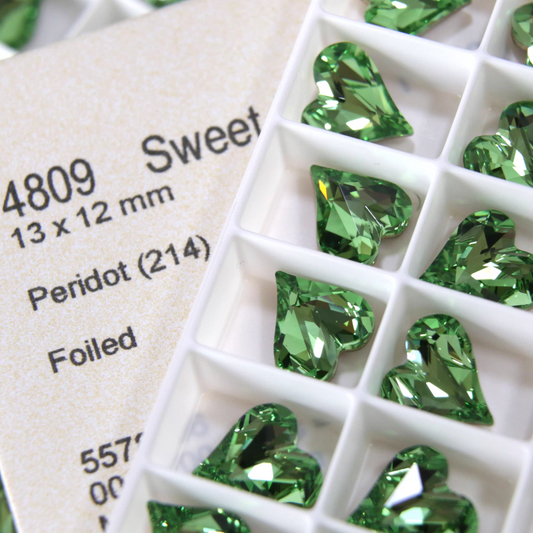 Swarovski 4809 crystal Sweet heart Fancy Stone 214 Peridot（13x12mm）