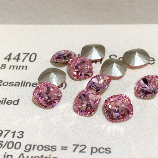 Swarovski 4470 crystal Cushion Square 223 Light Rose（8mm）