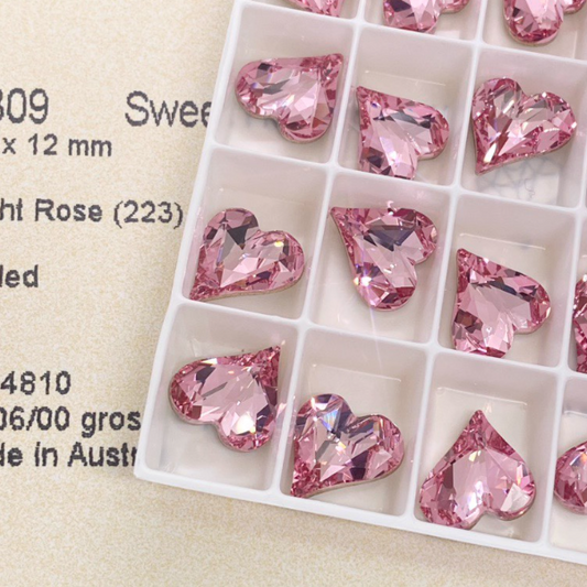 Swarovski 4809 crystal Sweet heart Fancy Stone 223Light Rose（13x12mm）