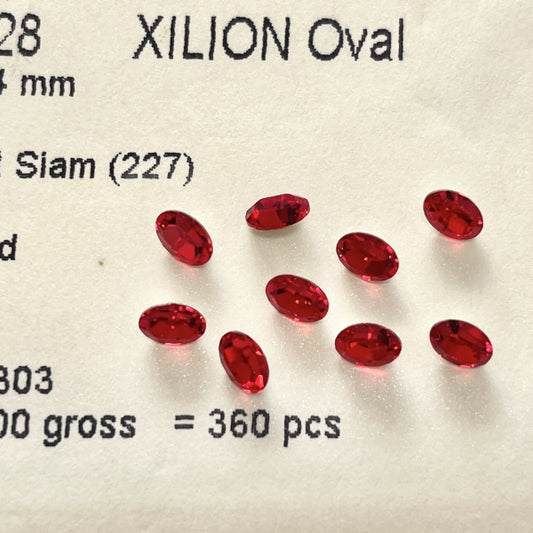 Swarovski 4128 Crystal XILION Oval Fancy Stone 227  Light Siam（6x4mm）