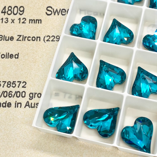 Swarovski 4809 crystal Sweet heart Fancy Stone 229Blue Zircon（13x12mm）