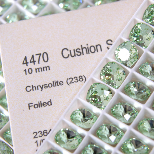 Swarovski 4470 crystal Cushion Square 238Chrysolite（10mm）