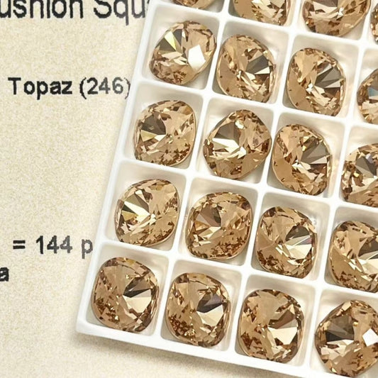 Swarovski 4470 crystal Cushion Square 246 Light Colorado Topaz（10mm）