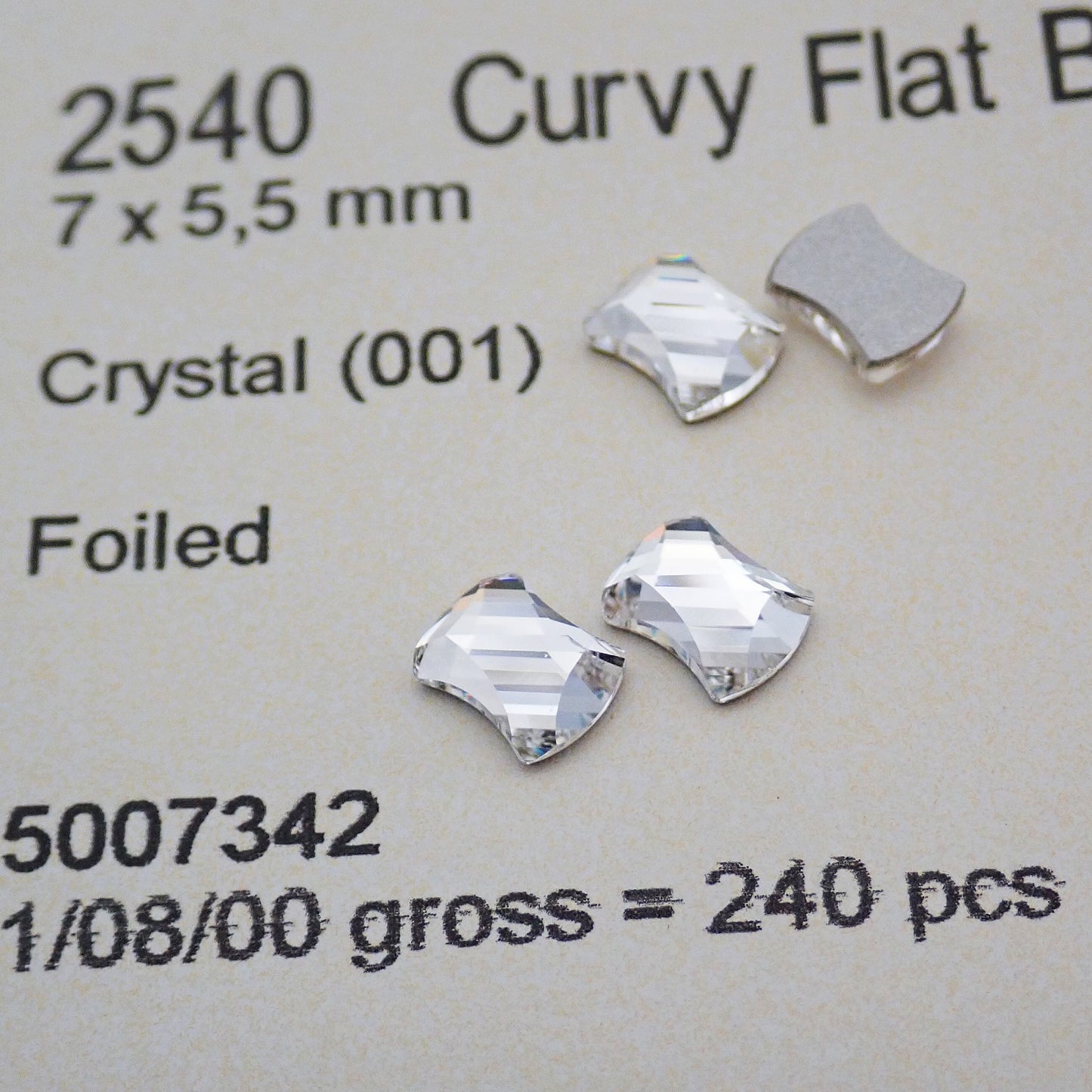 Swarovski 2540 Curvy flat back crystals(7X5.5MM)