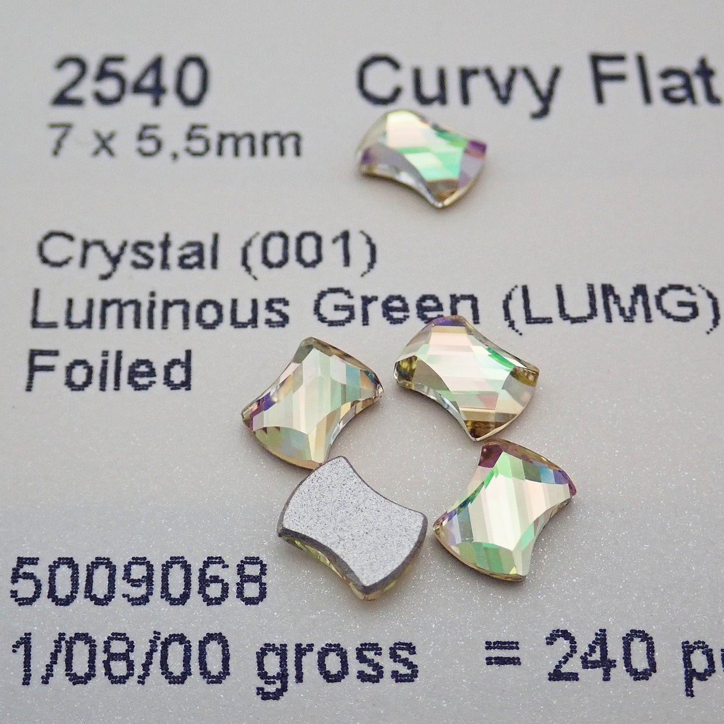 Swarovski 2540 Curvy flat back crystals(7X5.5MM)