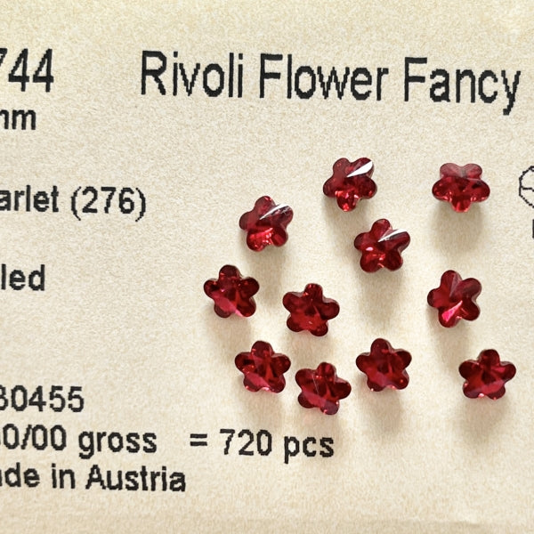 Swarovski 4744 crystal Flower Fancy Stone 276 Scarlet（6mm）