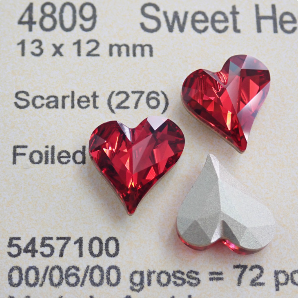 Swarovski 4809 crystal Sweet heart Fancy Stone 276Scarlet（13x12mm）