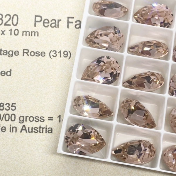 Swarovski 4320 Crystal  Pear Fancy Stone 319 Vintage Rose（14x10mm）