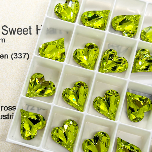 Swarovski 4809 crystal Sweet heart Fancy Stone 337Citrus Green（13x12mm）
