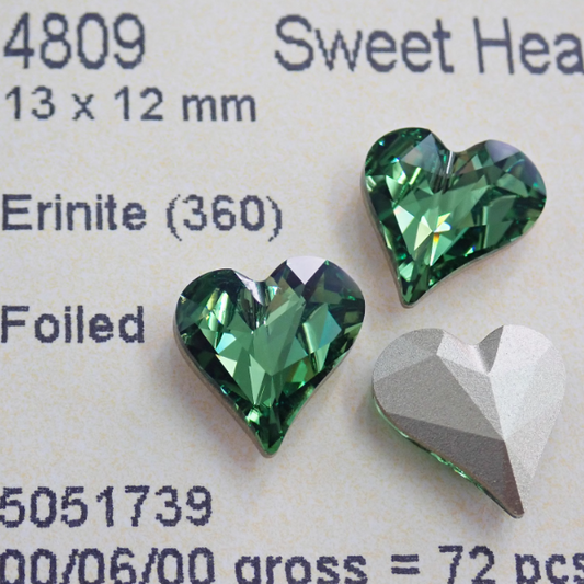 Swarovski 4809 crystal Sweet heart Fancy Stone 360Erinite（13x12mm）
