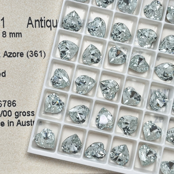 Swarovski 4831 Crystal Antique Heart Fancy Stone 361 Light Azore（8.8x8mm）