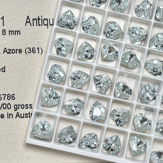 Swarovski 4831 Crystal Antique Heart Fancy Stone 361 Light Azore（8.8x8mm）