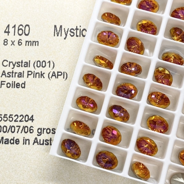 Swarovski 4160 Crystal Mystic Oval Fancy Stone Astral Pink （10x8mm）