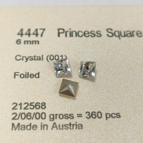 Swarovski 4447 crystal Princess Square Fancy Stone 001white