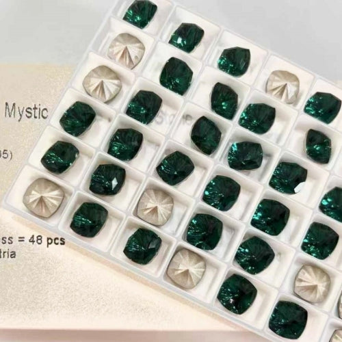 Swarovski 4460 Crystal Mystic Square Fancy Stone 205 Emerald