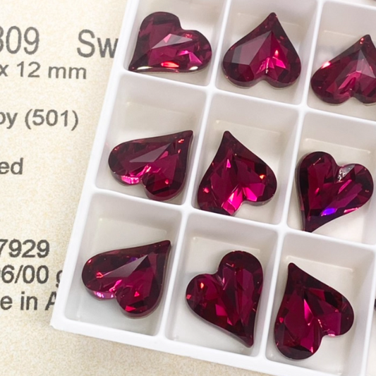 Swarovski 4809 crystal Sweet heart Fancy Stone 501Ruby（13x12mm）