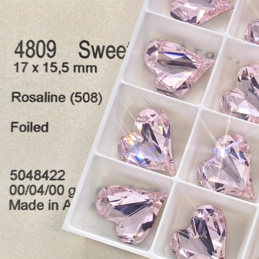 Swarovski 4809 crystal Sweet heart Fancy Stone 508Rosaline （17x15mm）