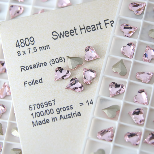Swarovski 4809 crystal Sweet heart Fancy Stone 508Rosaline（8x7.5mm）