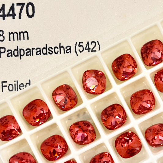 Swarovski 4470 crystal Cushion Square 542 Padparadscha（8mm）