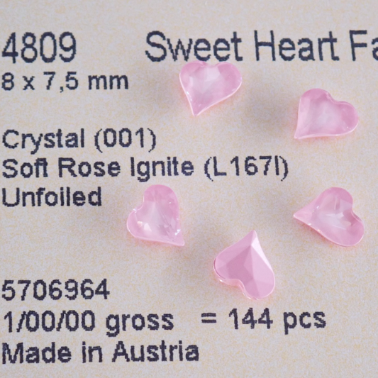 Swarovski 4809 crystal Sweet heart Fancy Stone L167I（8x7.5mm）