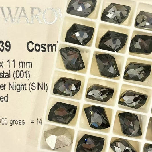 Swarovski 4739 Crystal Cosmk Fancy Stone Silver Night （14x10mm）