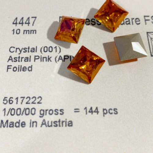 Swarovski 4447 crystal Princess Square Fancy Stone  Astral Pink（10mm）