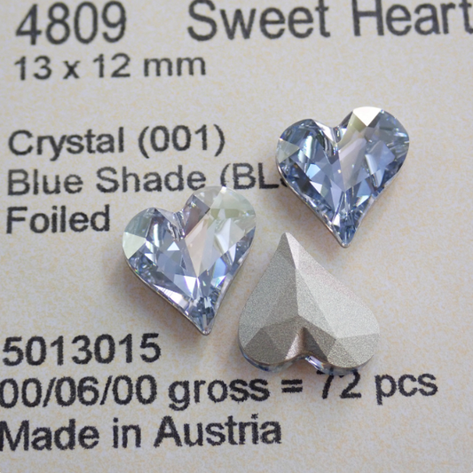 Swarovski 4809 crystal Sweet heart Fancy Stone Blue Shade （13x12mm）