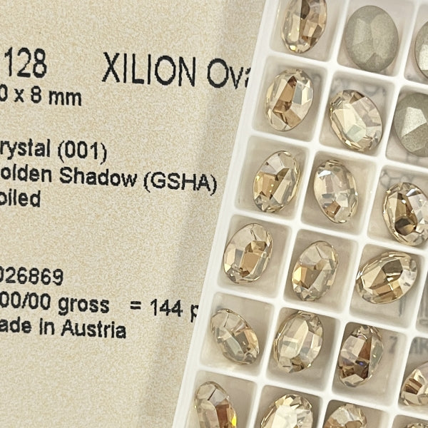 Swarovski 4128 Crystal XILION Oval Fancy Stone Golden Shadow