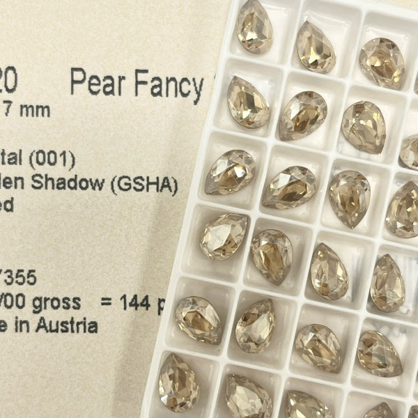 Swarovski 4320 Crystal  Pear Fancy Stone Golden Shadow（8x6mm）