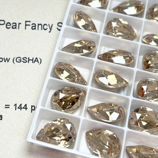 Swarovski 4320 Crystal  Pear Fancy Stone Golden Shadow （14x10mm）