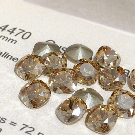 Swarovski 4470 crystal Cushion Square Golden Shadow（8mm）